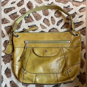 Green leather fossil purse